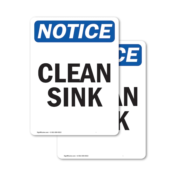 Signmission Clean Sink, 7 in W x Rectangle, Vinyl Decal OS-2PACK-NS-D-710-V-10628 - main